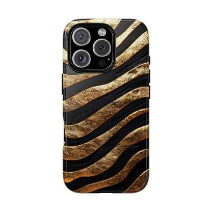 Luxury Black & Gold Zebra Stripes Phone Case for iPhone, Samsung & Google Pixel