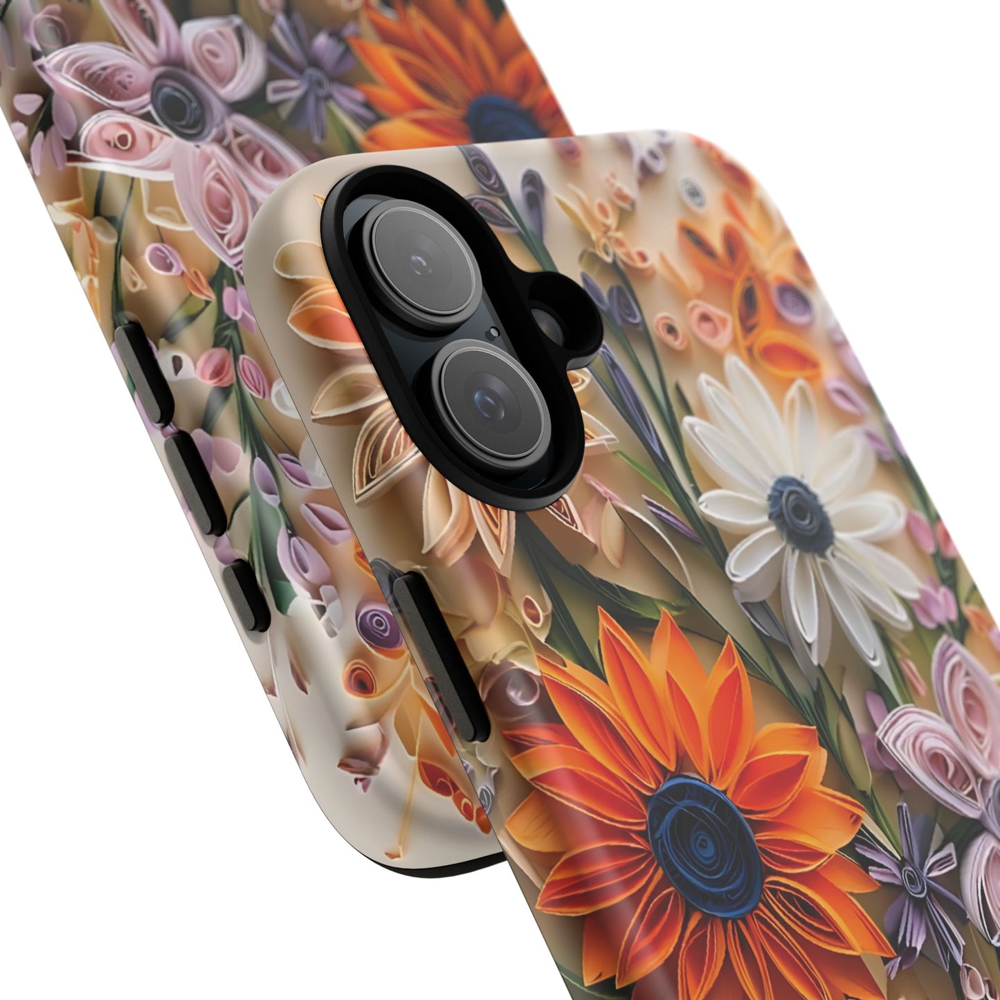 Intricate Quilled Floral Artwork In Vibrant Colors phone case design.