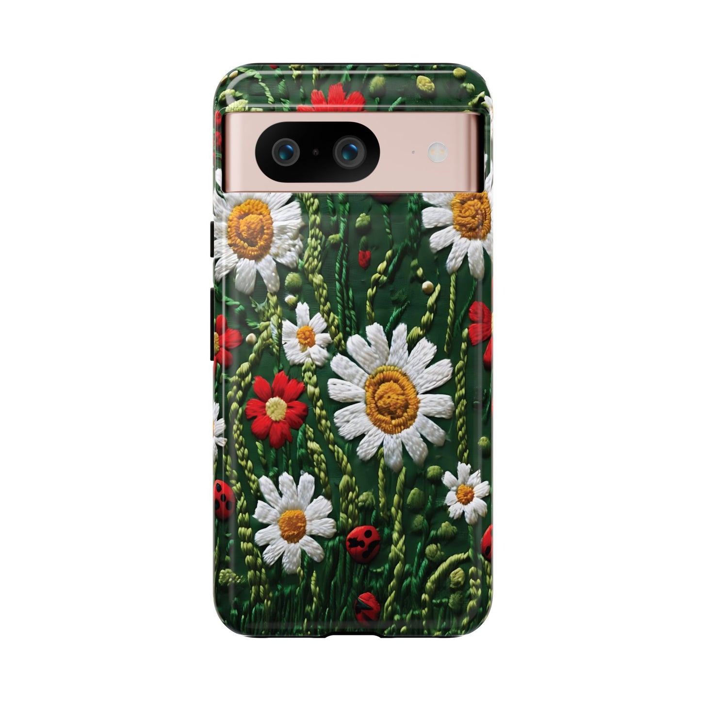 Knitted Pattern With Diamonds And Festive Motifs On Navy phone case design.