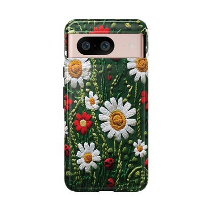 Knitted Pattern With Diamonds And Festive Motifs On Navy phone case design.