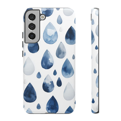 Indigo Rain Drops Watercolor Phone Case for iPhone, google Pixel & Samsung