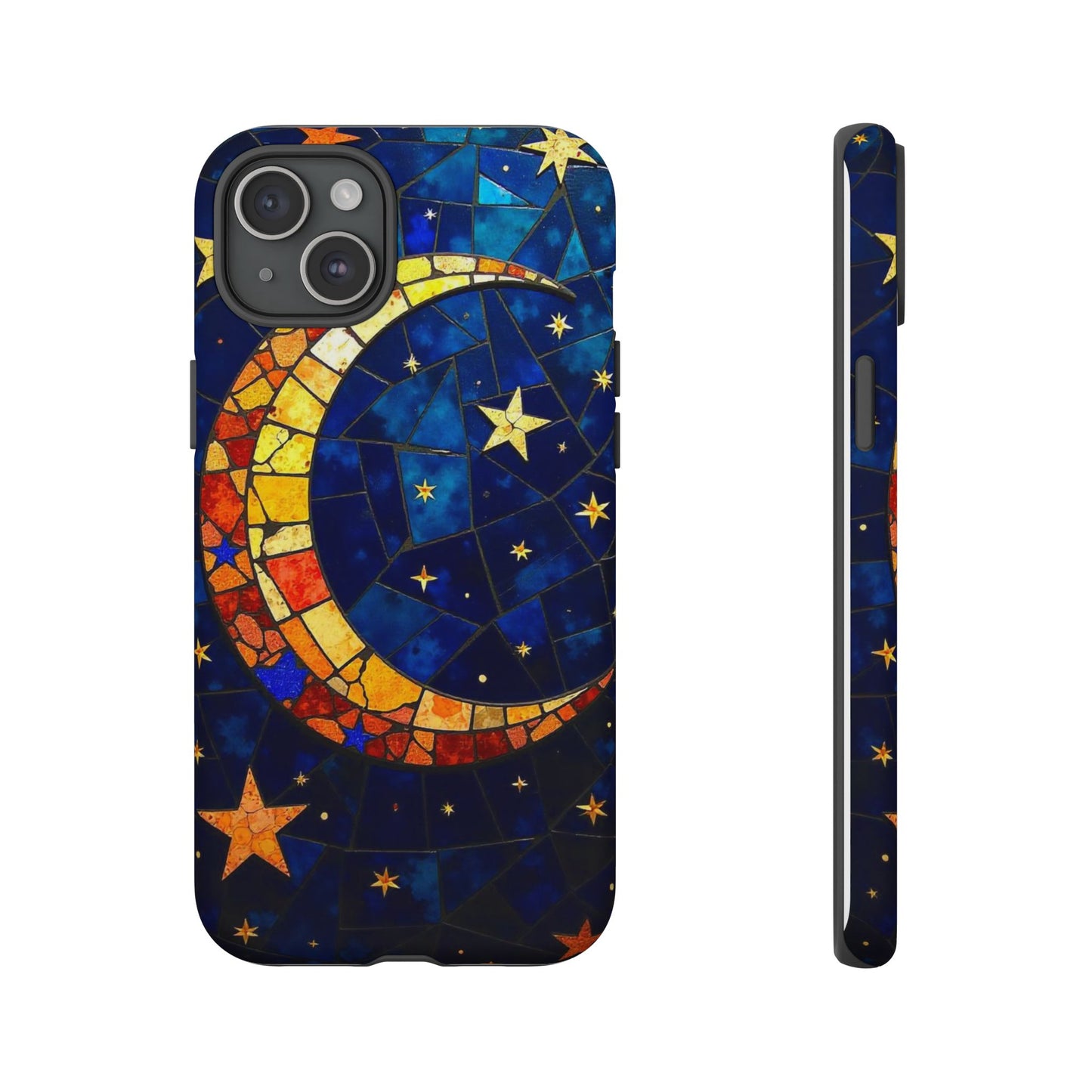 Celestial Crescent: Vibrant Moon and Stars Phone Case