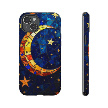 Celestial Crescent: Vibrant Moon and Stars Phone Case