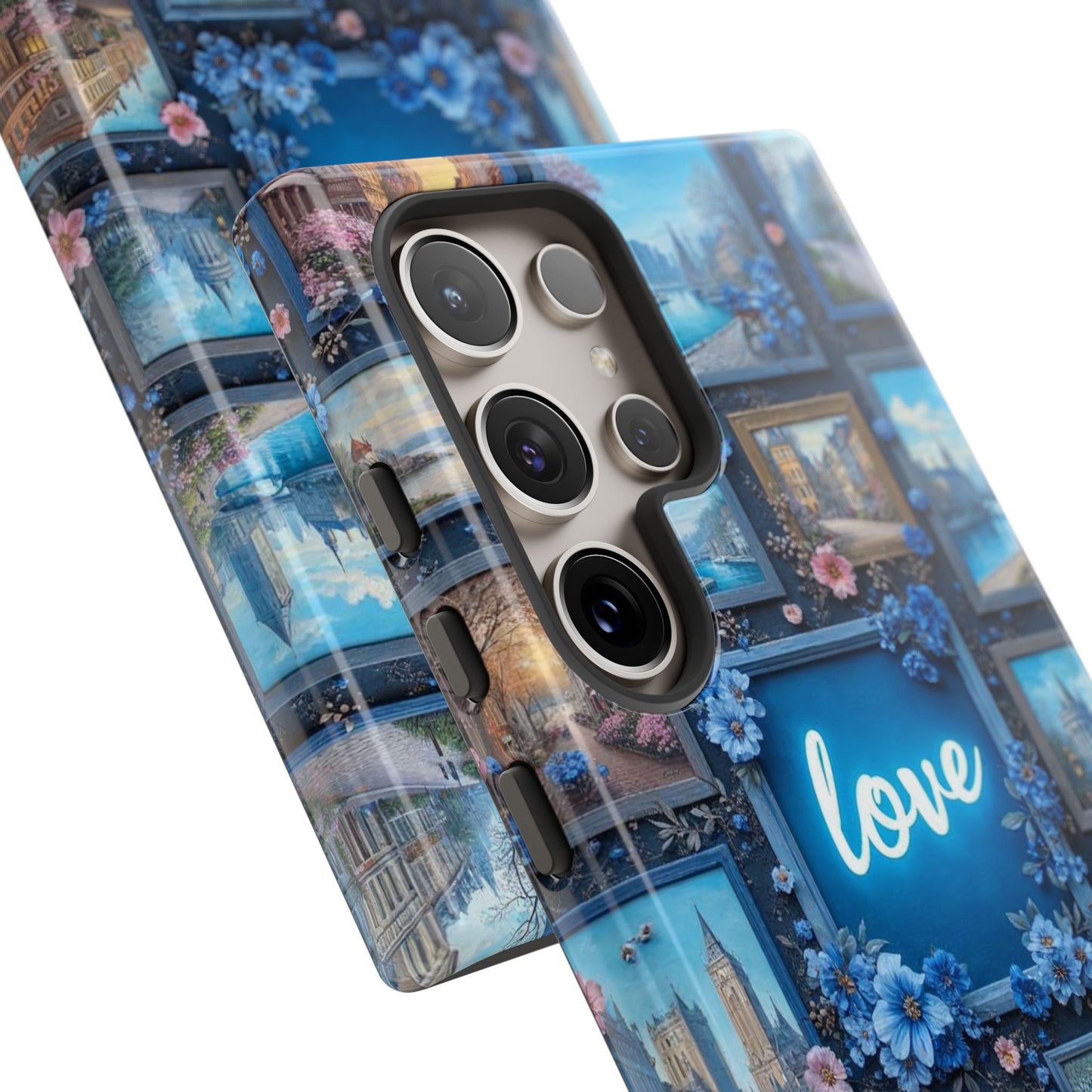 Blue Floral Love Frame Phone Case
