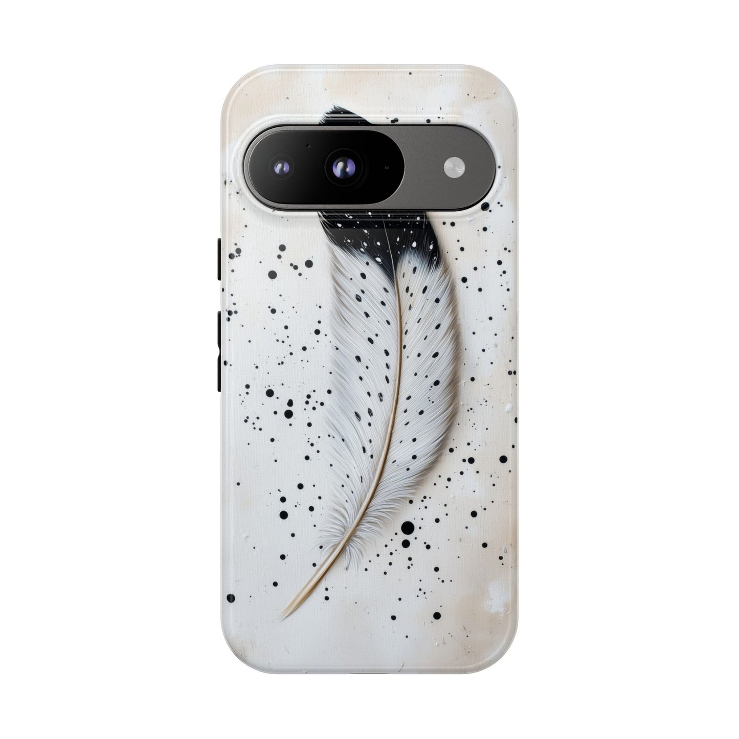Elegant Owl Feather Phone Case – Black & White for iPhone, Samsung & Google Pixel