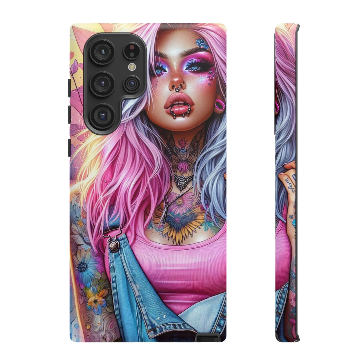 Sunset Glow – Pastel Punk & Floral Ink Mobile Cover