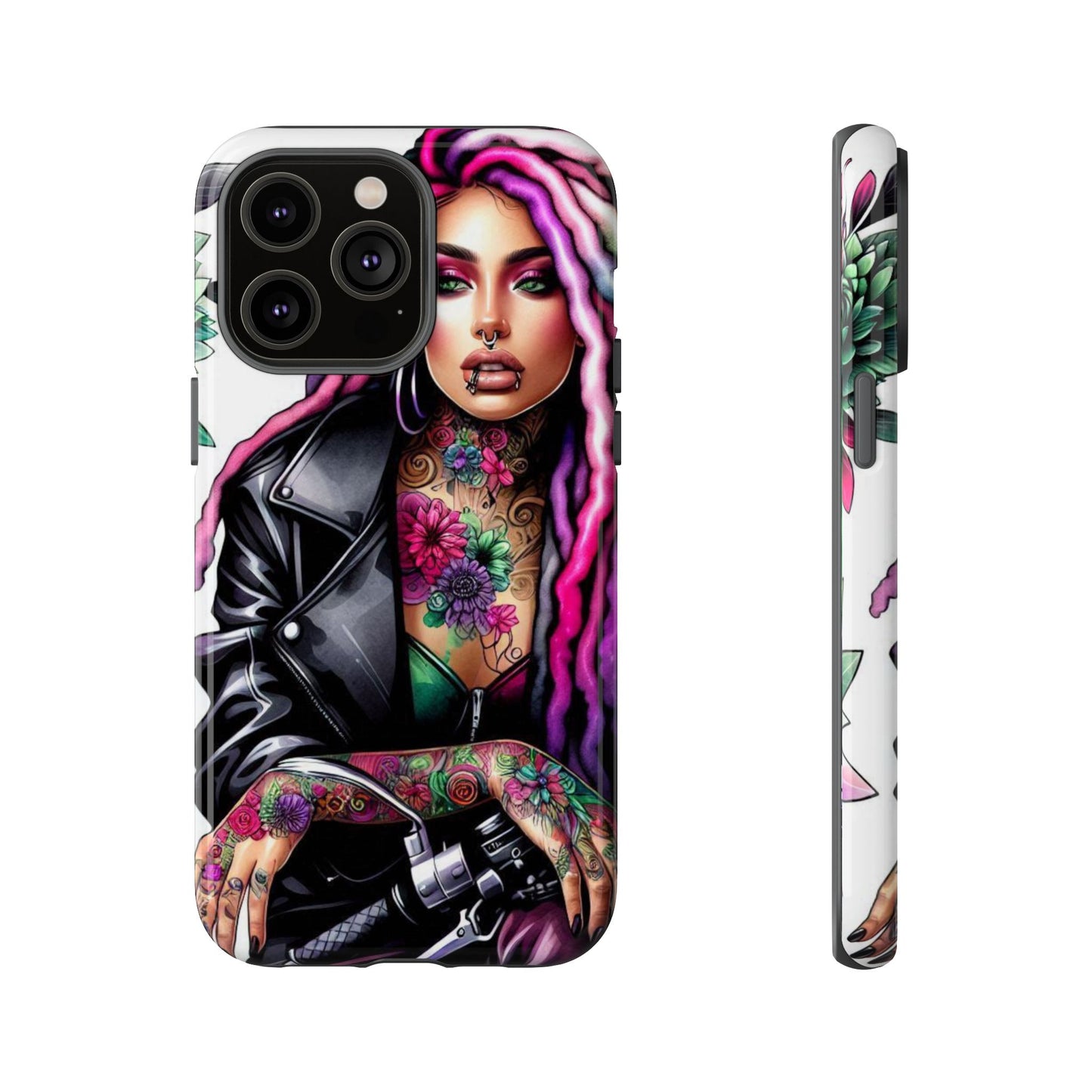 Neon Rebel – Vibrant Biker Queen Mobile Cover