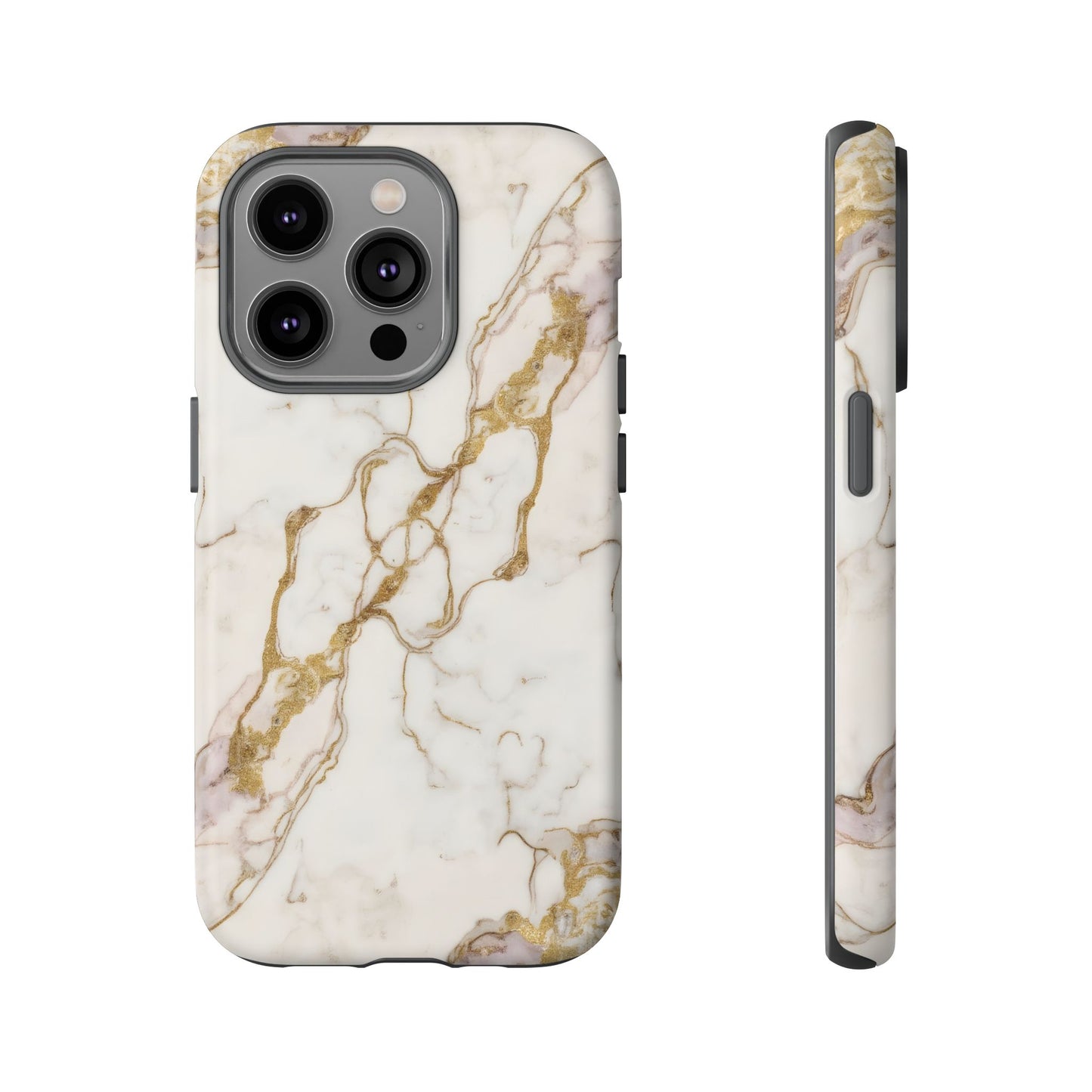Elegant White and Gold Marble Case Design