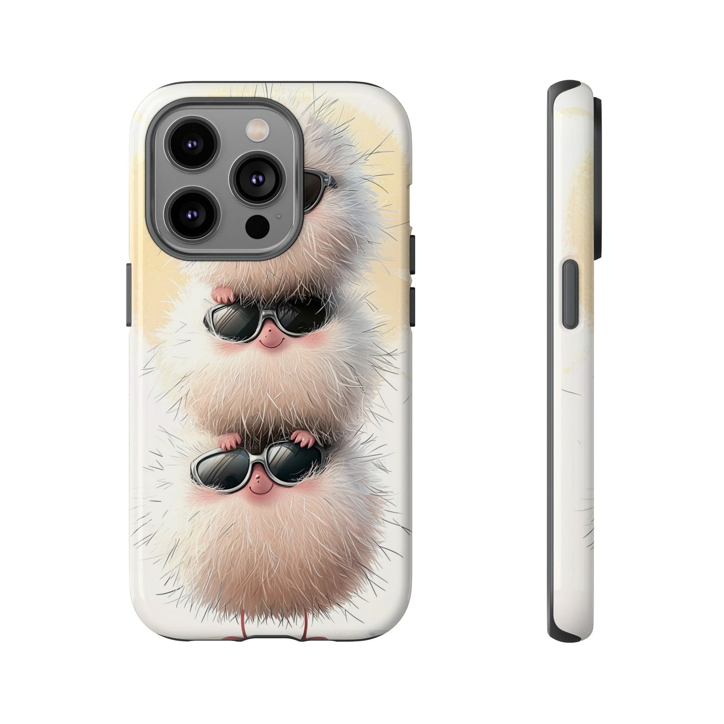 Fluffy Stack Anime Phone Case – Cute Furry Creatures with Sunglasses, Kawaii Aesthetic Design for iPhone, Samsung & Google Pixel