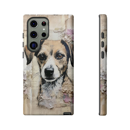 Vintage Collage Dog Portrait Mobile Cover – Artistic Mixed Media Design