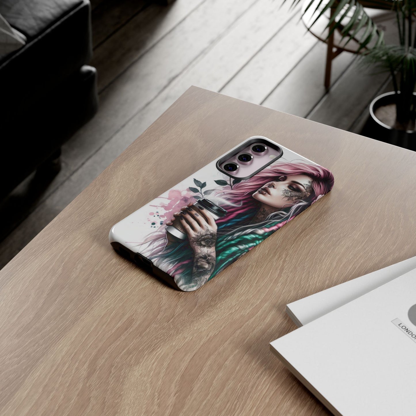 Boho Rebel – Vibrant Dreadlocks & Tattooed Coffee Lover Mobile Cover