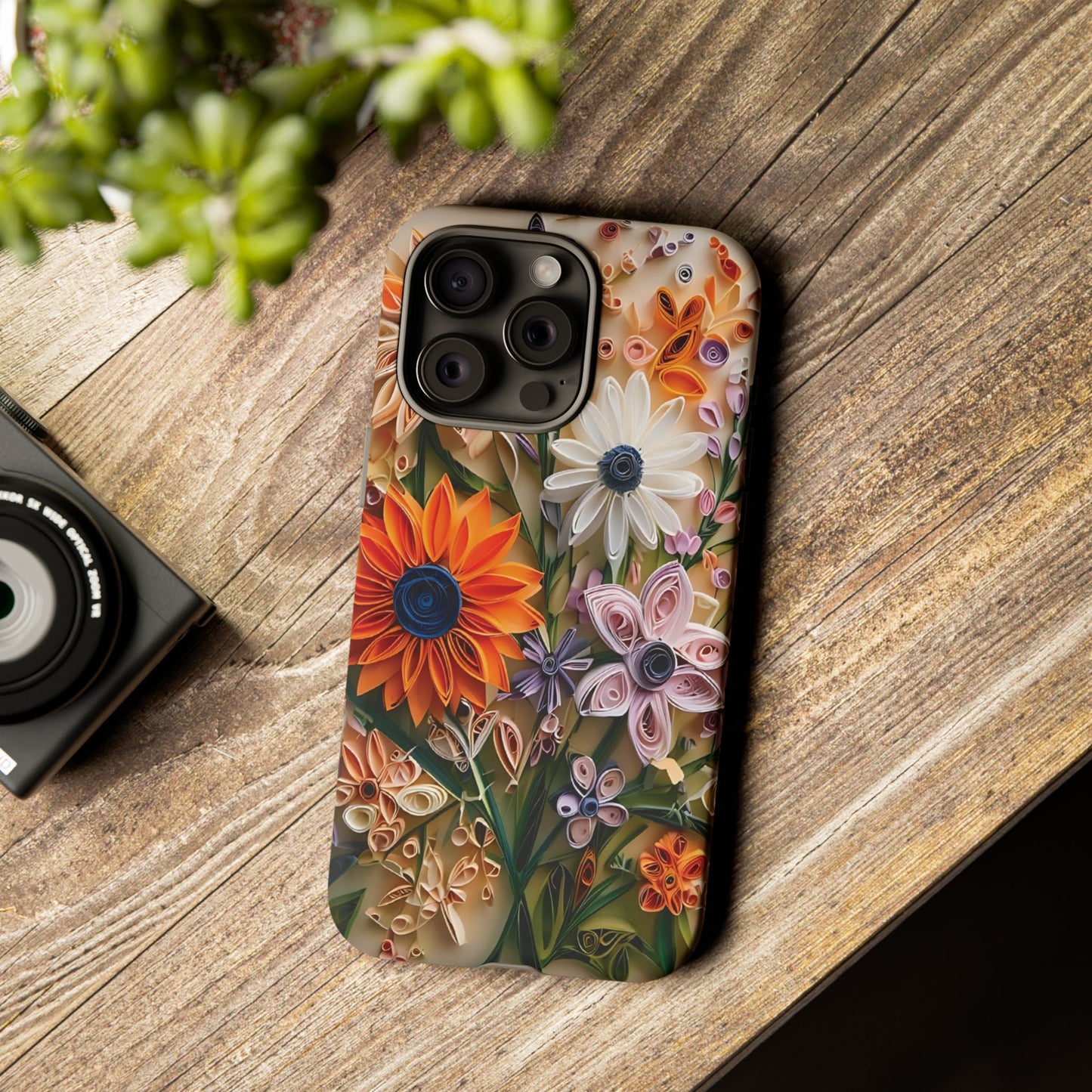 Intricate Quilled Floral Artwork In Vibrant Colors phone case design.