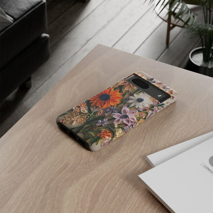 Intricate Quilled Floral Artwork In Vibrant Colors phone case design.