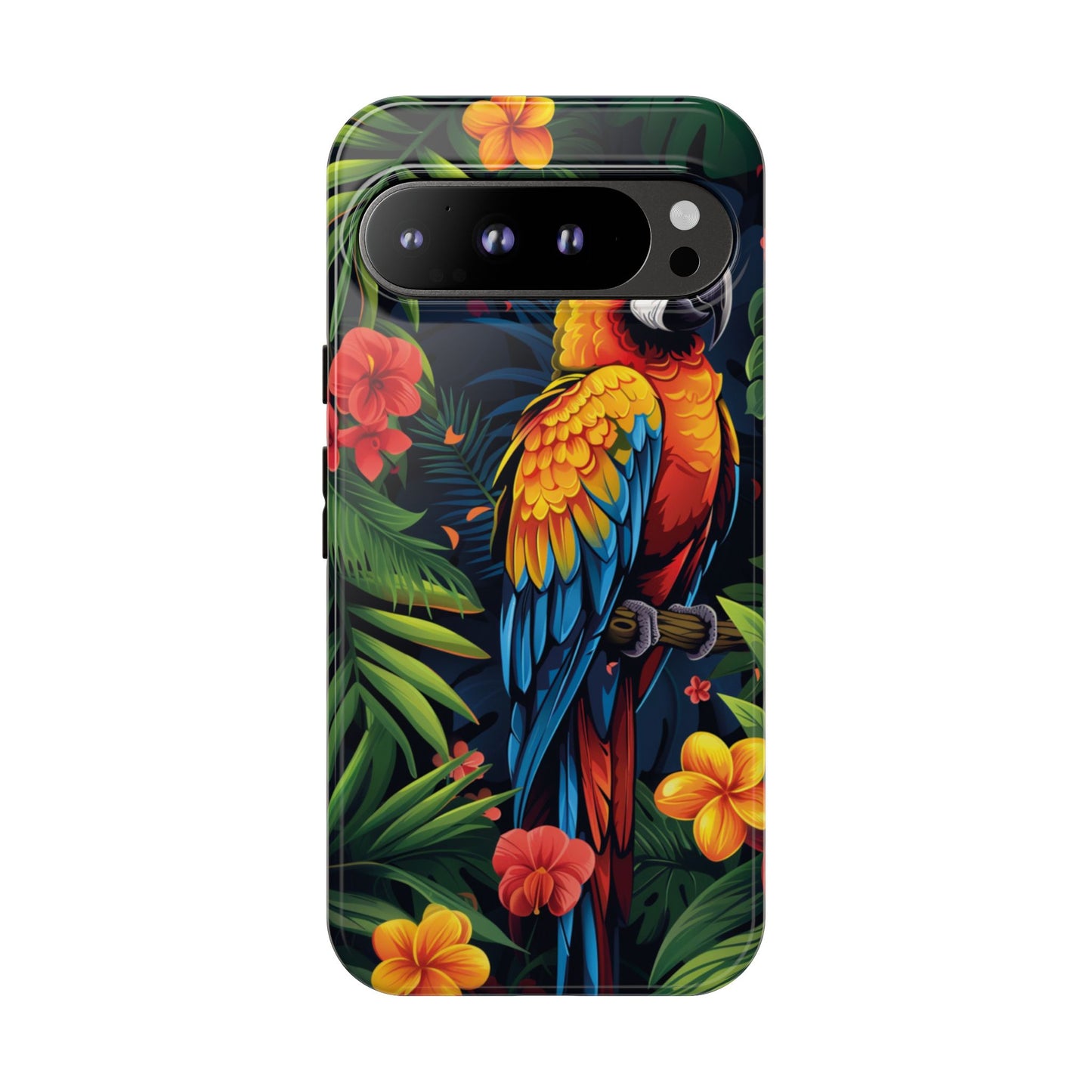 Floral Parrot Phone Case – Tropical Bird Design for iPhone, Samsung & Google Pixel