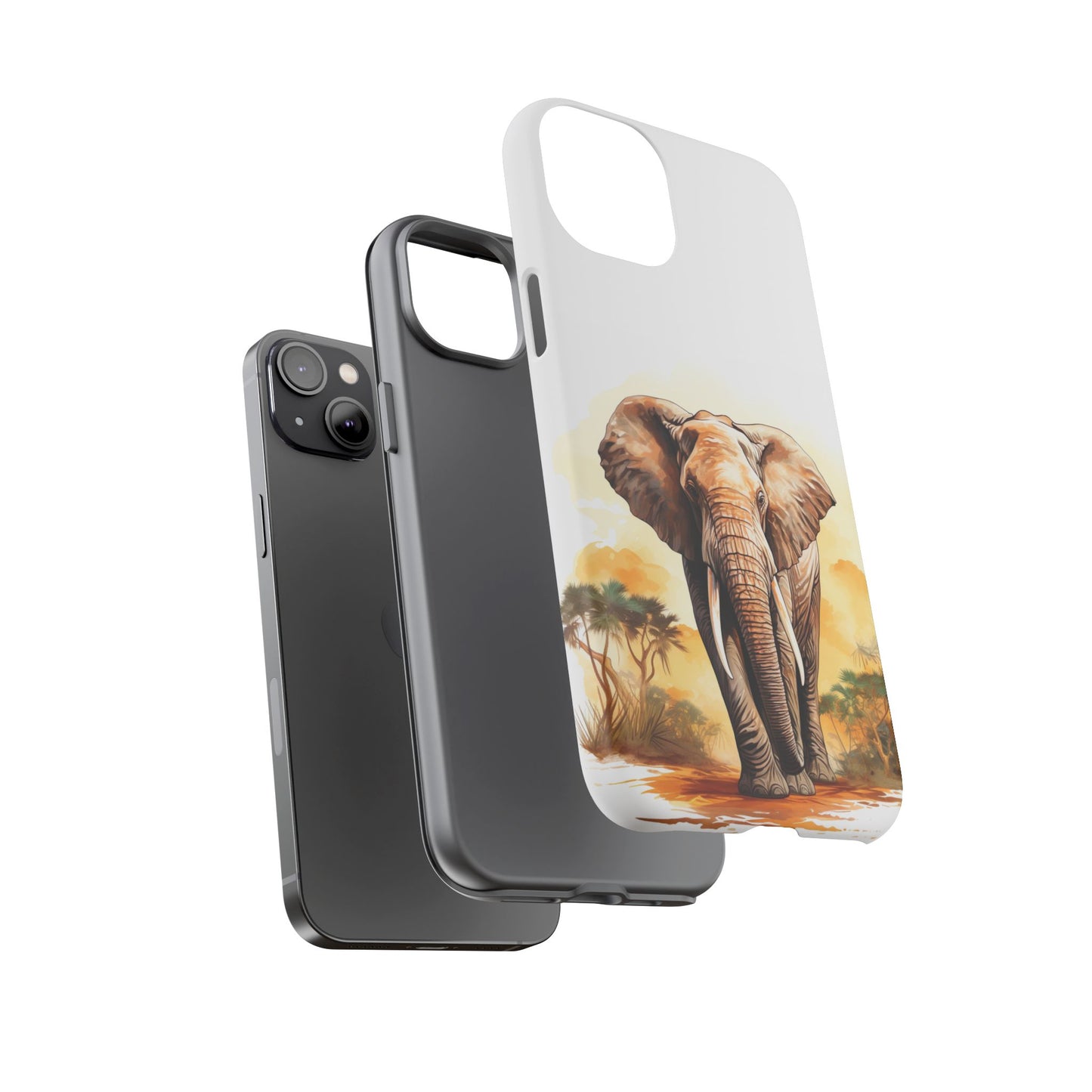 Safari Elephant Watercolor Mobile Cover – Majestic Wildlife Art