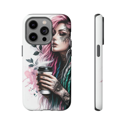 Boho Rebel – Vibrant Dreadlocks & Tattooed Coffee Lover Mobile Cover
