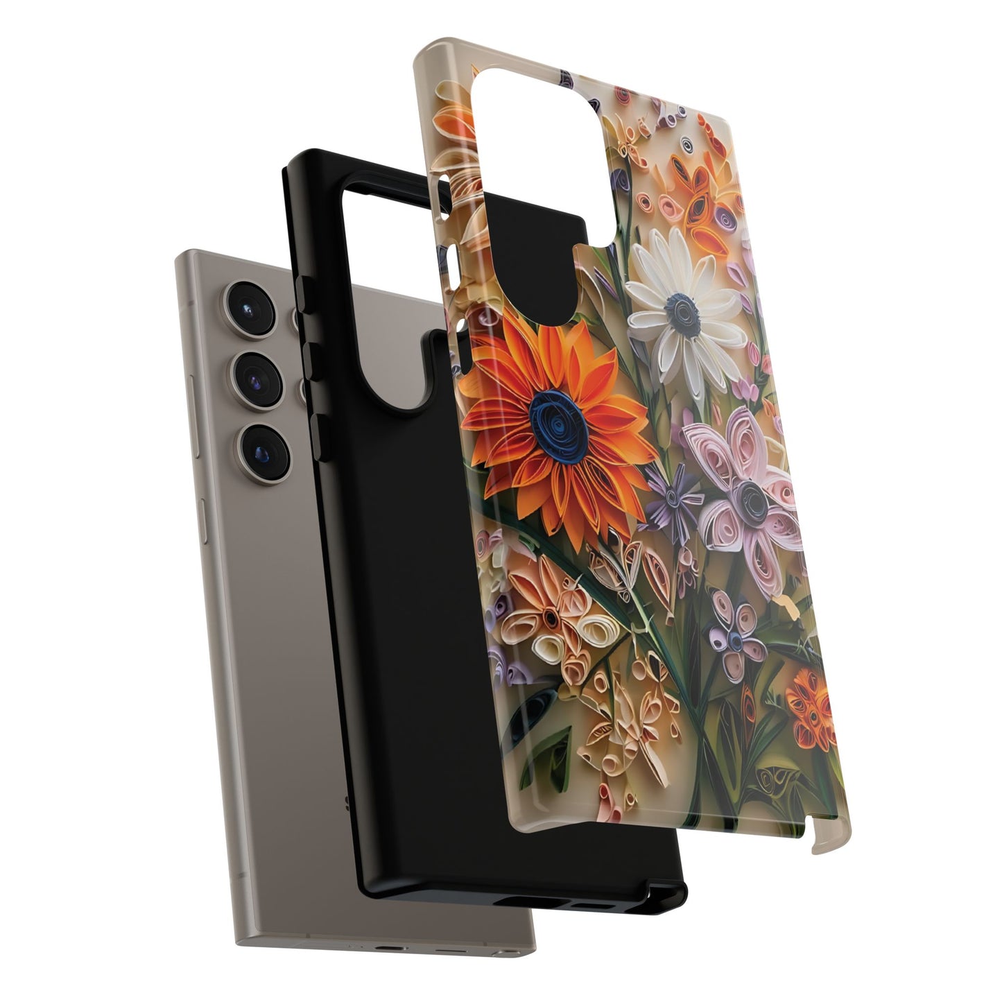 Intricate Quilled Floral Artwork In Vibrant Colors phone case design.