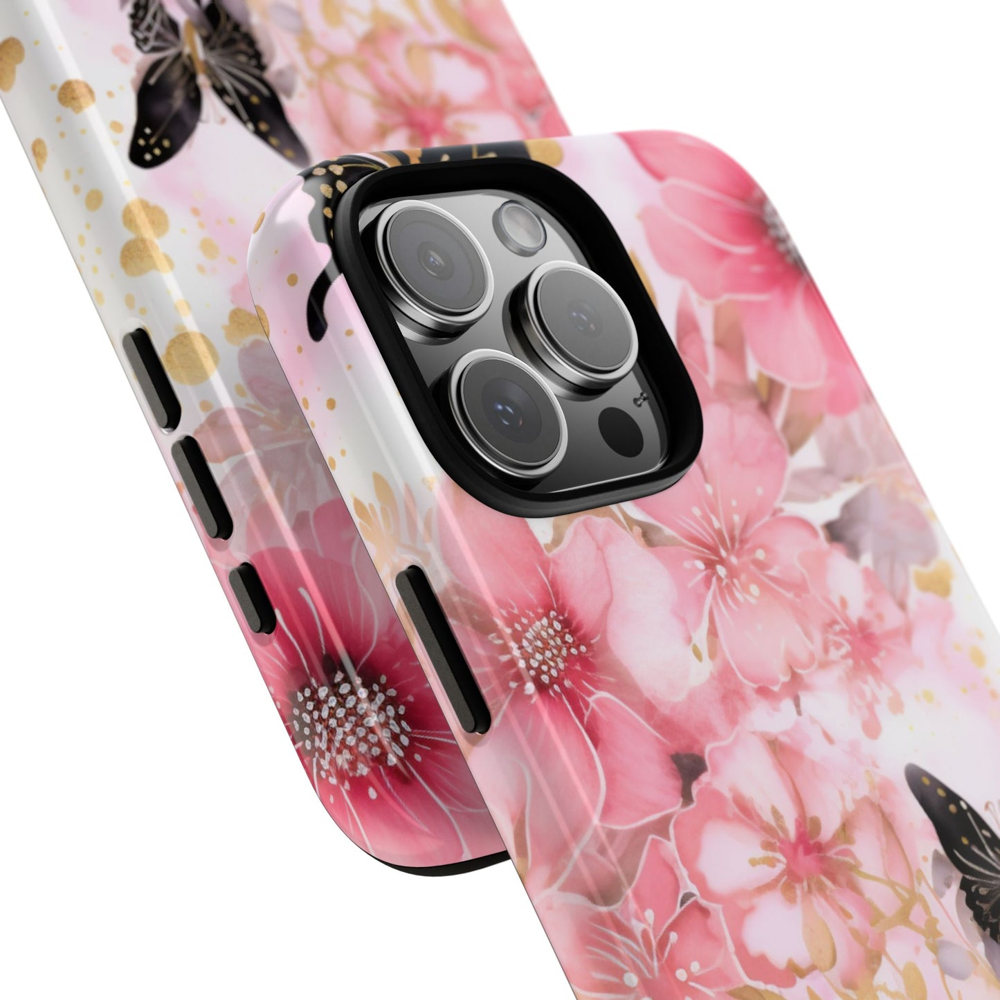 Pink Blossom & Gold Butterfly Mobile Case
