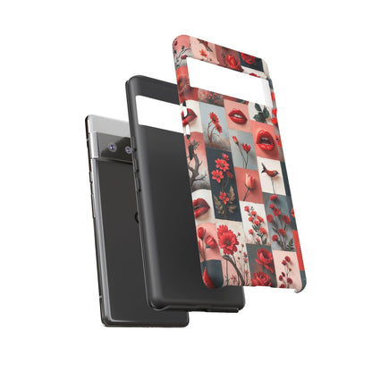 Red Flowers & Lips Collage Phone Case