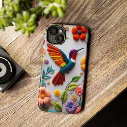 Embroidered Hummingbird with Floral Design | Nature's Elegant Stitch | iPhone 16 Pro