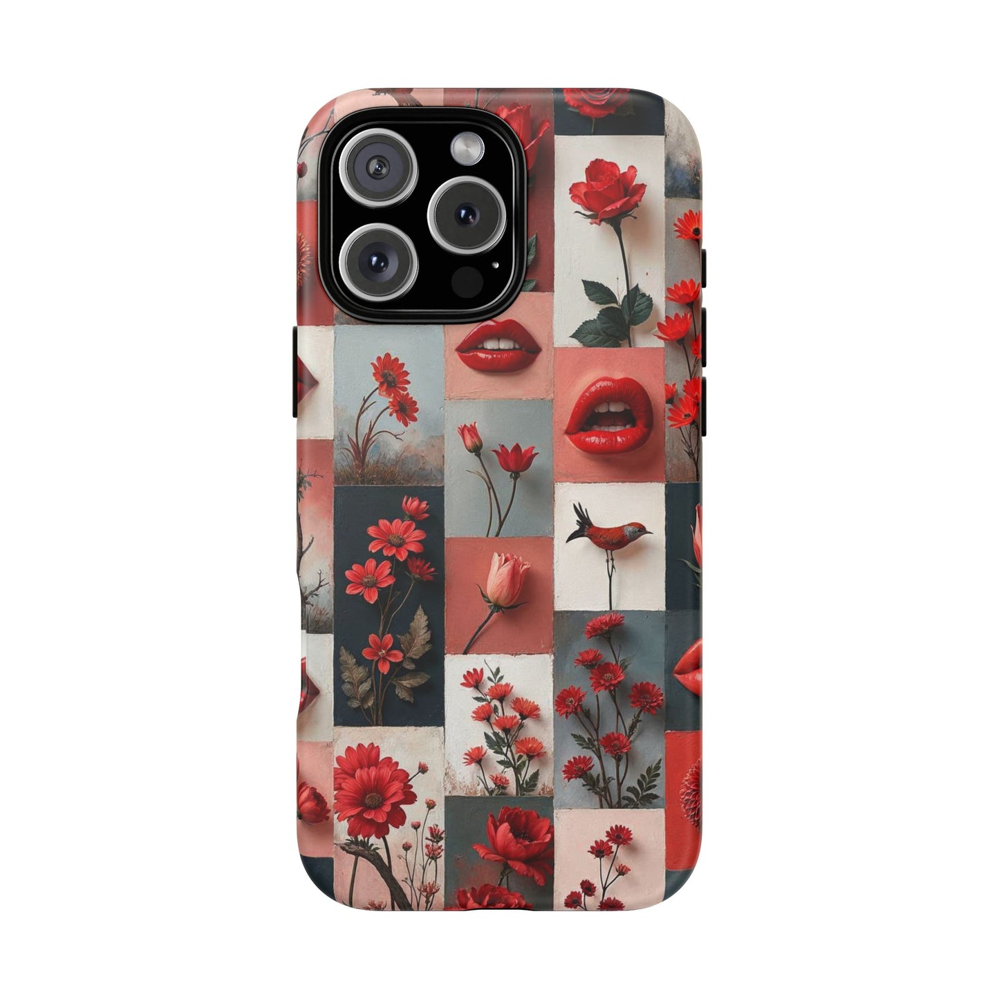 Red Flowers & Lips Collage Phone Case