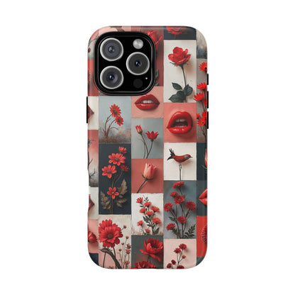 Red Flowers & Lips Collage Phone Case