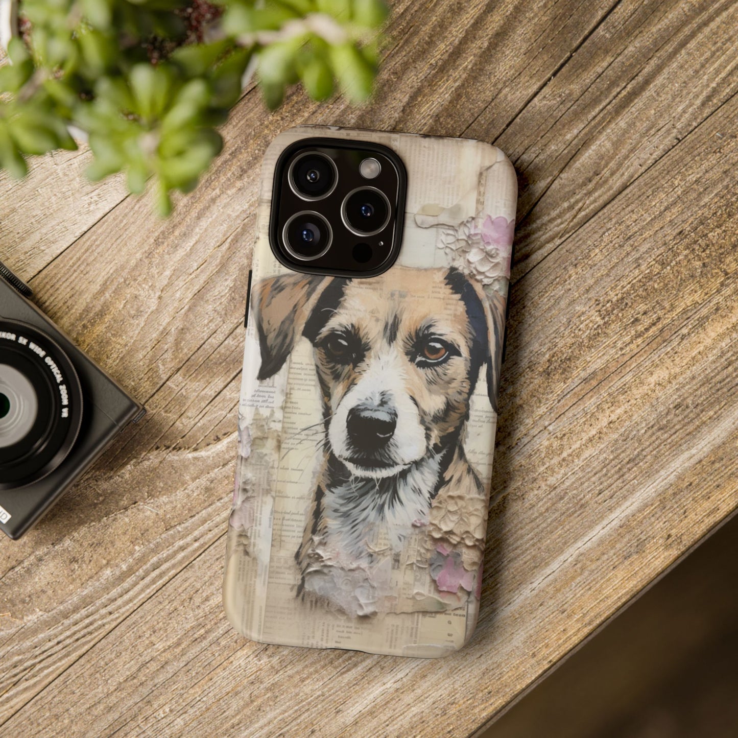 Vintage Collage Dog Portrait Mobile Cover – Artistic Mixed Media Design