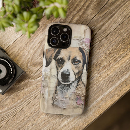 Vintage Collage Dog Portrait Mobile Cover – Artistic Mixed Media Design