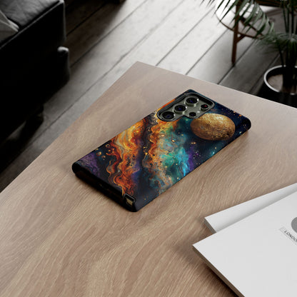 Cosmic Abstract Artwork With Dynamic Swirling Fluid Patterns phone case design.