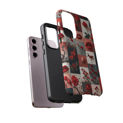 Red Flowers & Lips Collage Phone Case