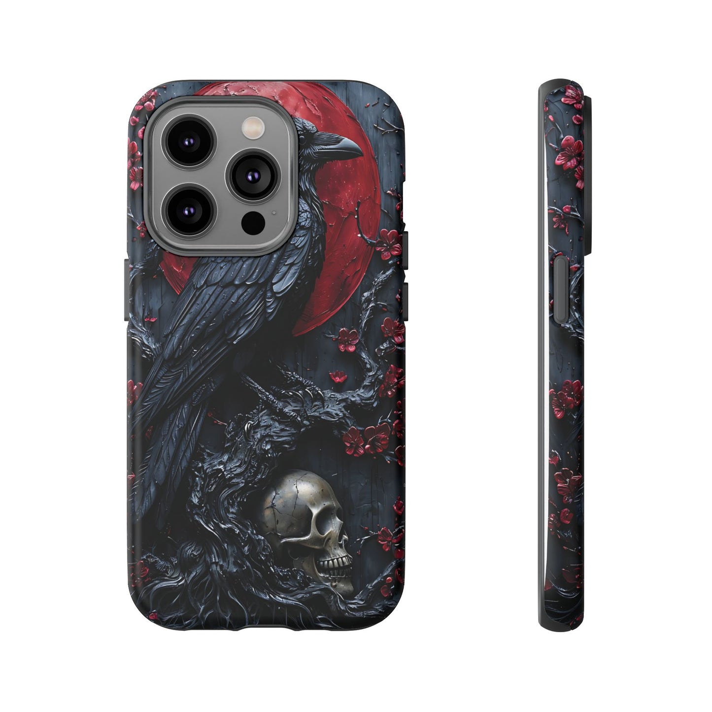 Gothic Sculpture Of Raven On Charcoal Tree Branch phone case design
