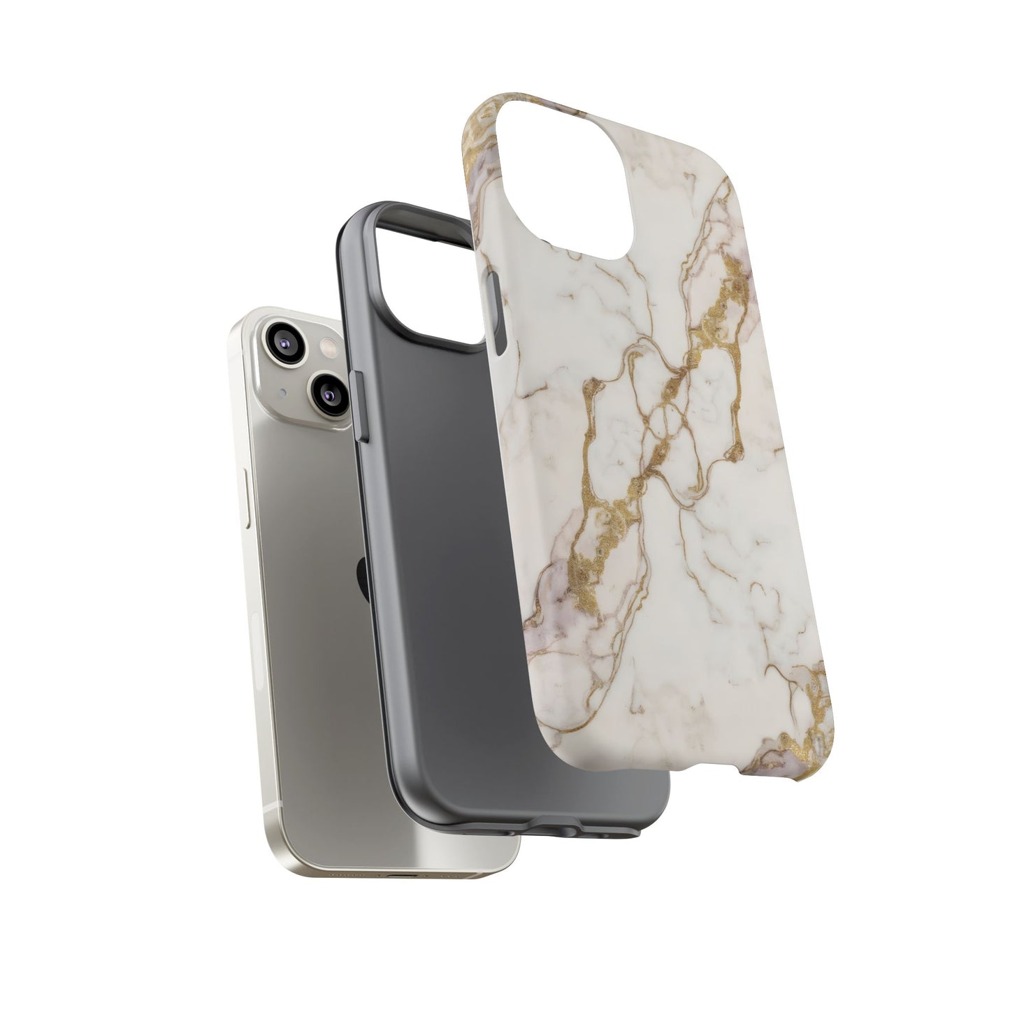 Elegant White and Gold Marble Case Design