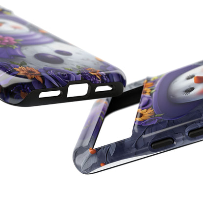 Cheerful Snowman With Colorful Floral Hat And Scarf phone case design
