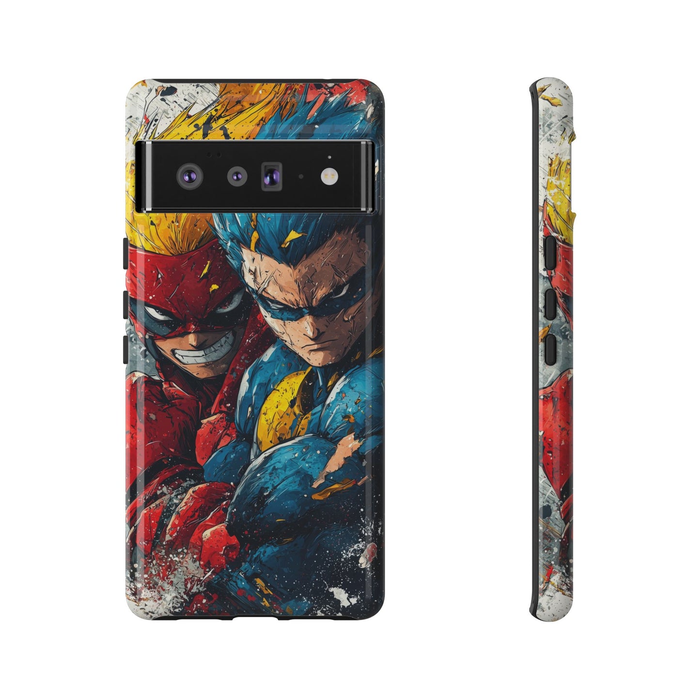 Comic Clash: Superhero Duo | Action, Power, Justice, Heroes, Manga Style Phone Case for iPhone, Samsung & Pixel