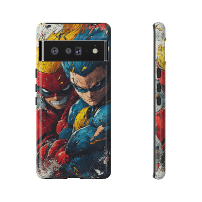 Comic Clash: Superhero Duo | Action, Power, Justice, Heroes, Manga Style Phone Case for iPhone, Samsung & Pixel