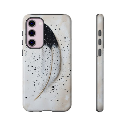 Elegant Owl Feather Phone Case – Black & White for iPhone, Samsung & Google Pixel
