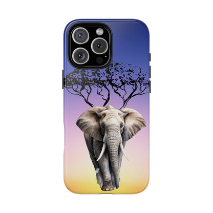 Surreal Elephant Tree Mobile Cover – Dreamy Sunset Fantasy