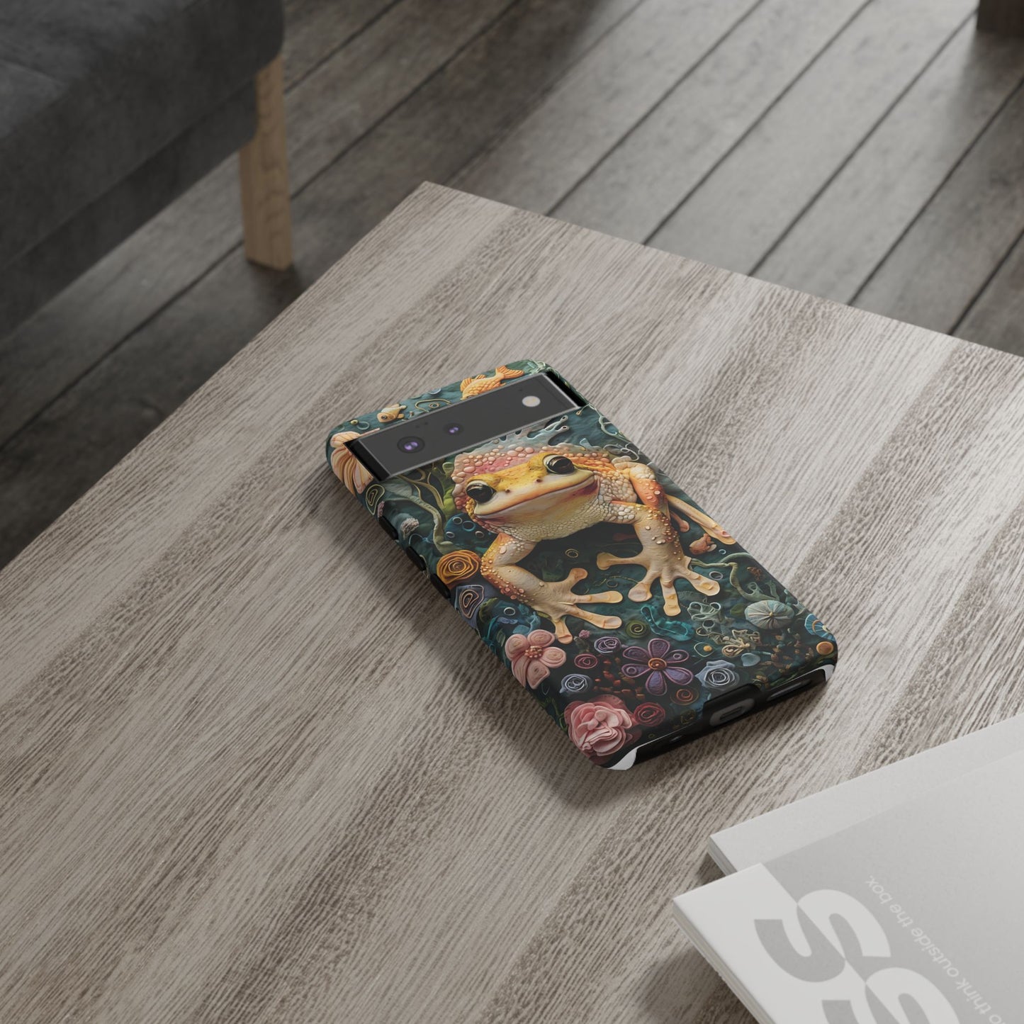 Intricate 3D Felt Artwork of Underwater Ecosystem with Frog phone case design.
