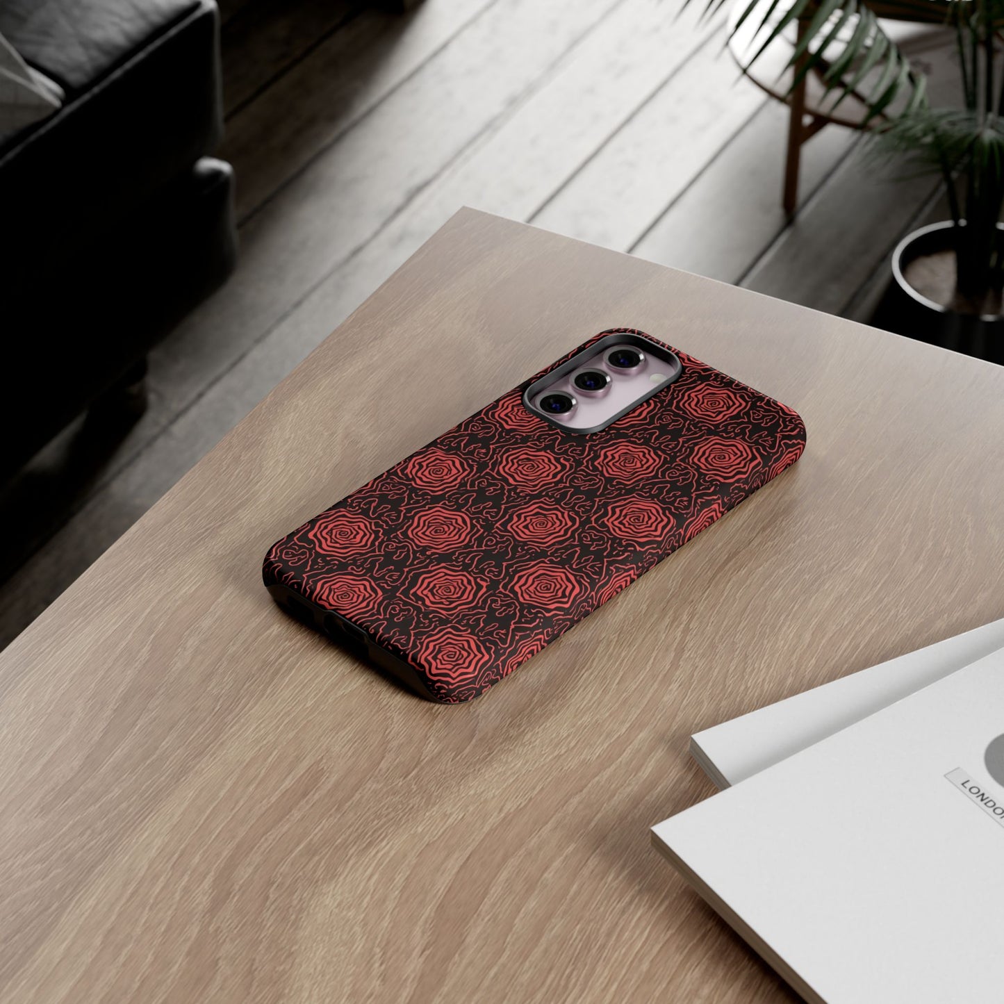 Red roses abstract geometric seamless pattern design