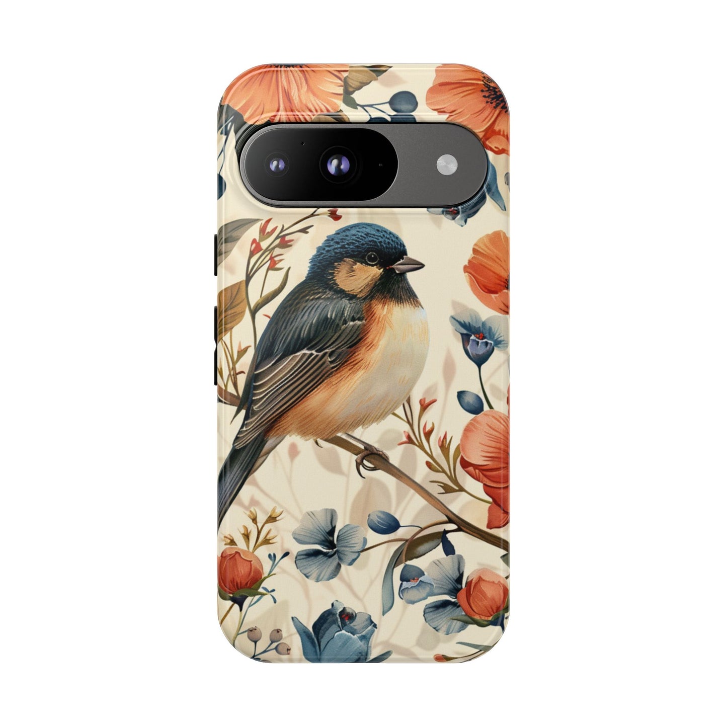 Floral Bird Phone Case - Elegant Nature-Inspired Cover for iPhone, Samsung & Google Pixel