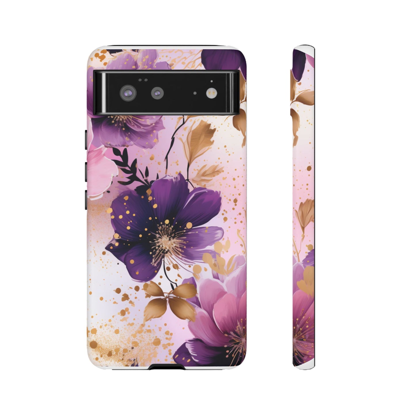 Luxury Purple & Gold Floral Aesthetic Mobile Case