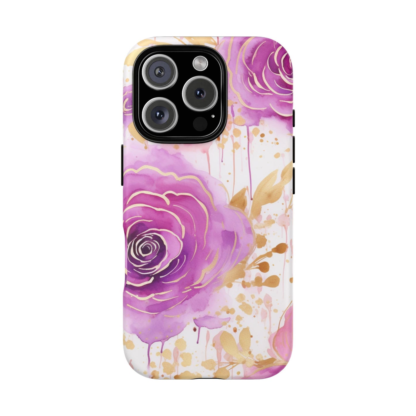 Elegant Purple-Gold Watercolor Rose Mobile Case