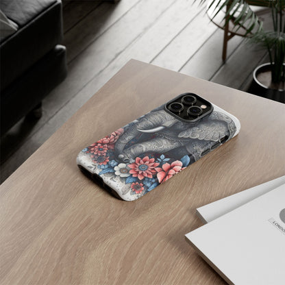 Mandala Elephant Mobile Cover – Elegant Black & White Floral Art