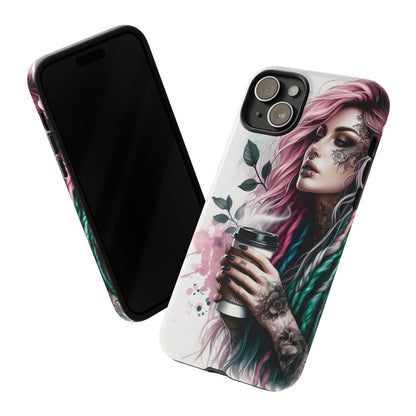 Boho Rebel – Vibrant Dreadlocks & Tattooed Coffee Lover Mobile Cover