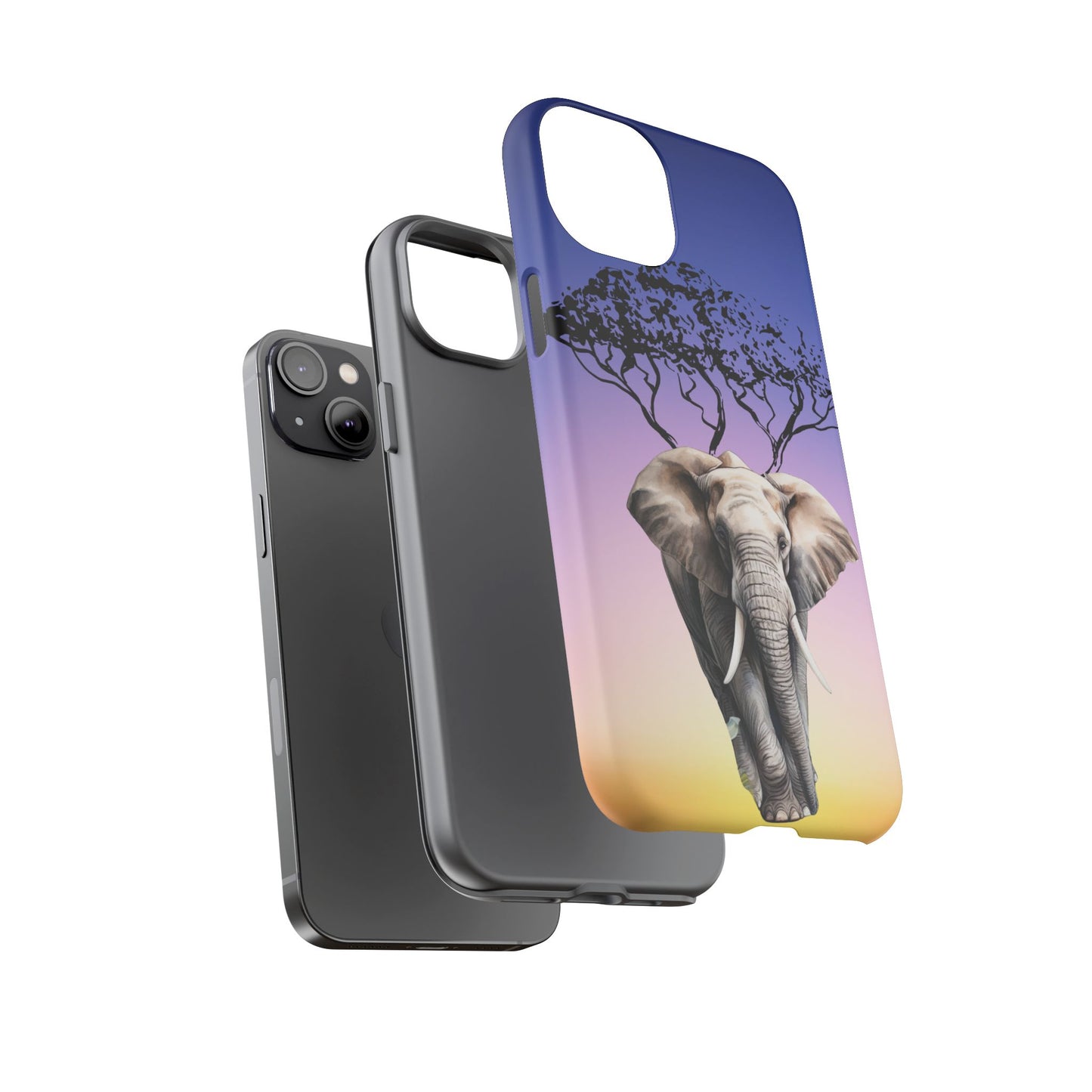 Surreal Elephant Tree Mobile Cover – Dreamy Sunset Fantasy