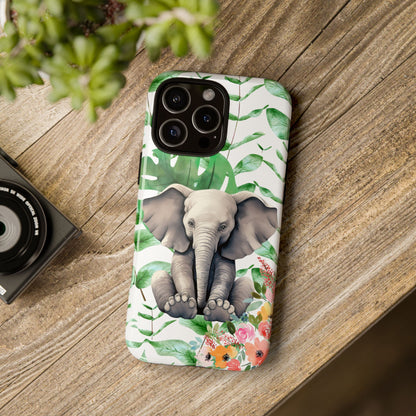 Cute Baby Elephant Mobile Cover – Floral & Tropical Aesthetic