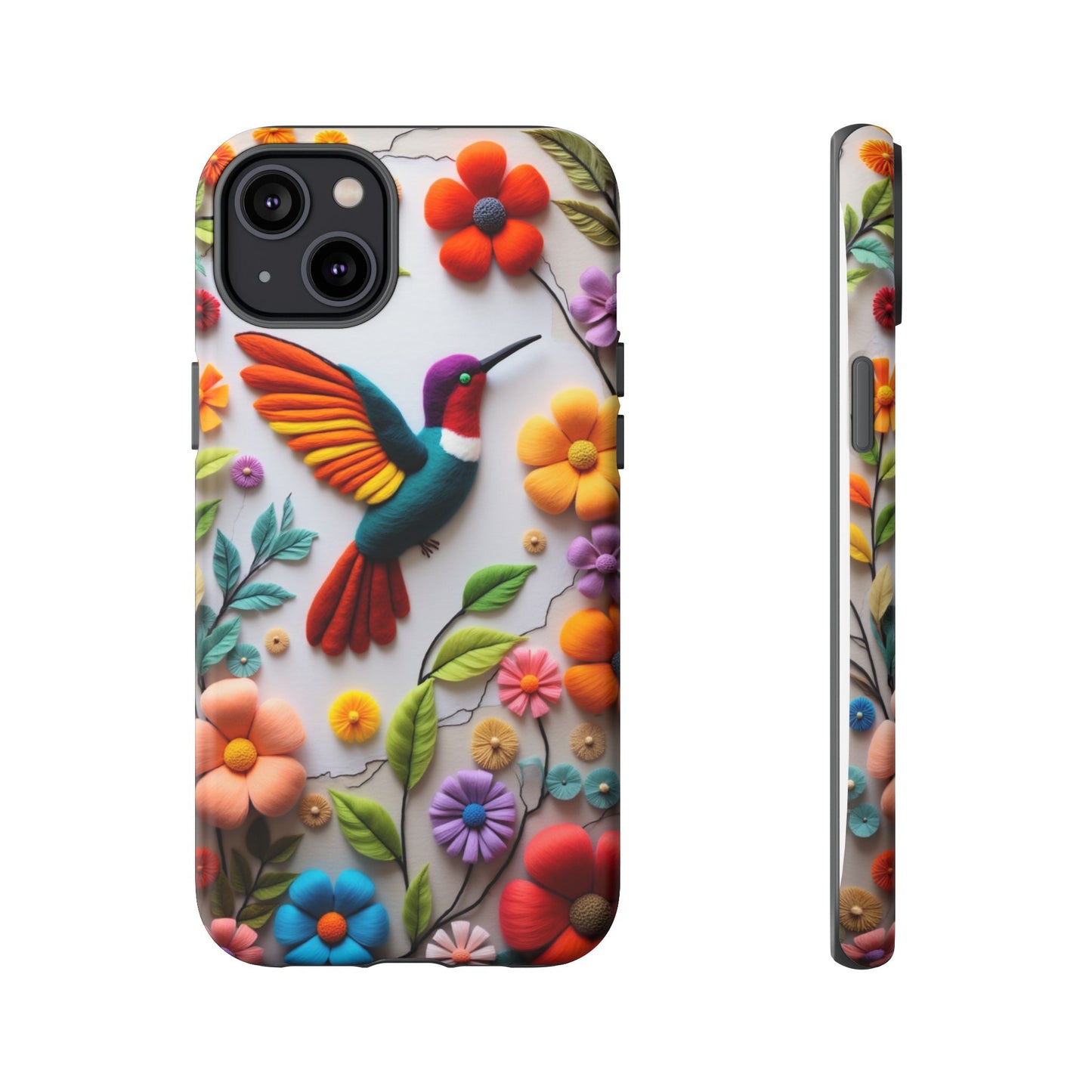 Embroidered Hummingbird with Floral Design | Nature's Elegant Stitch