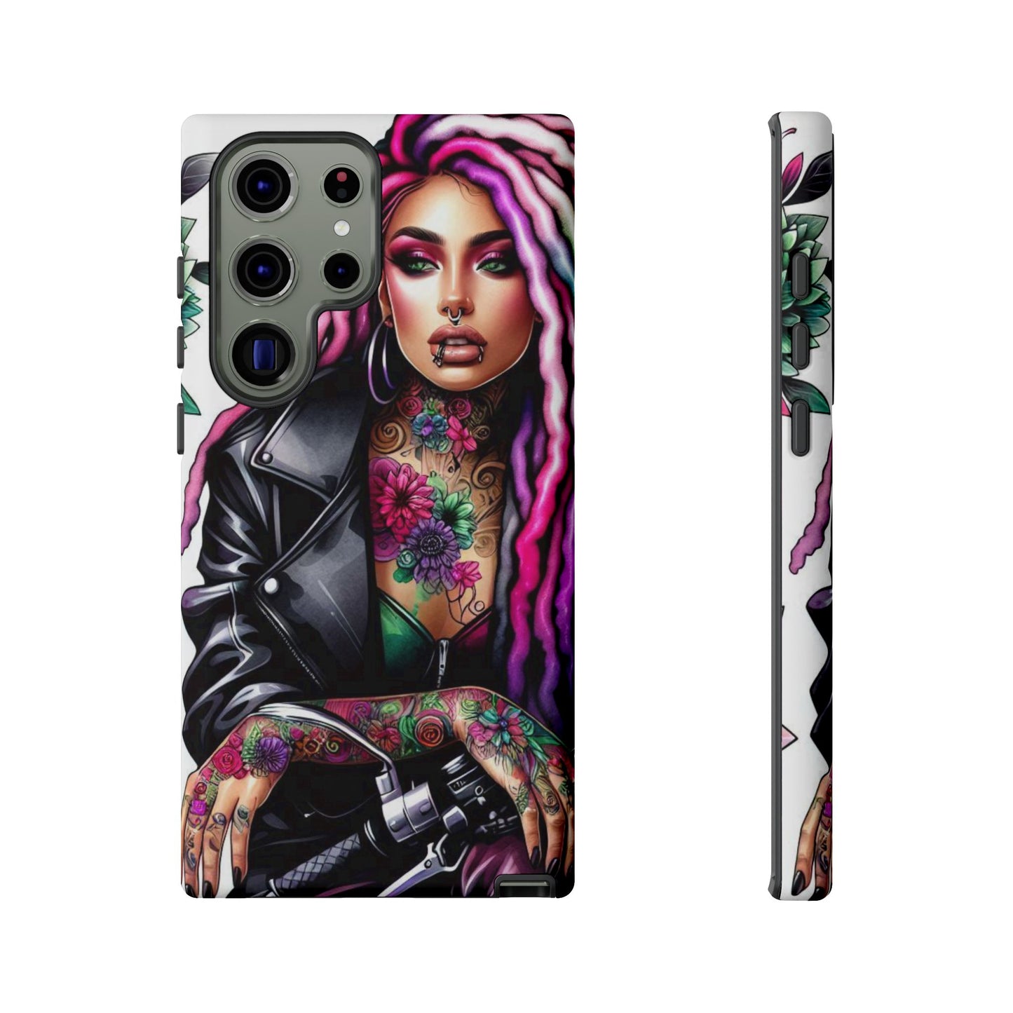 Neon Rebel – Vibrant Biker Queen Mobile Cover