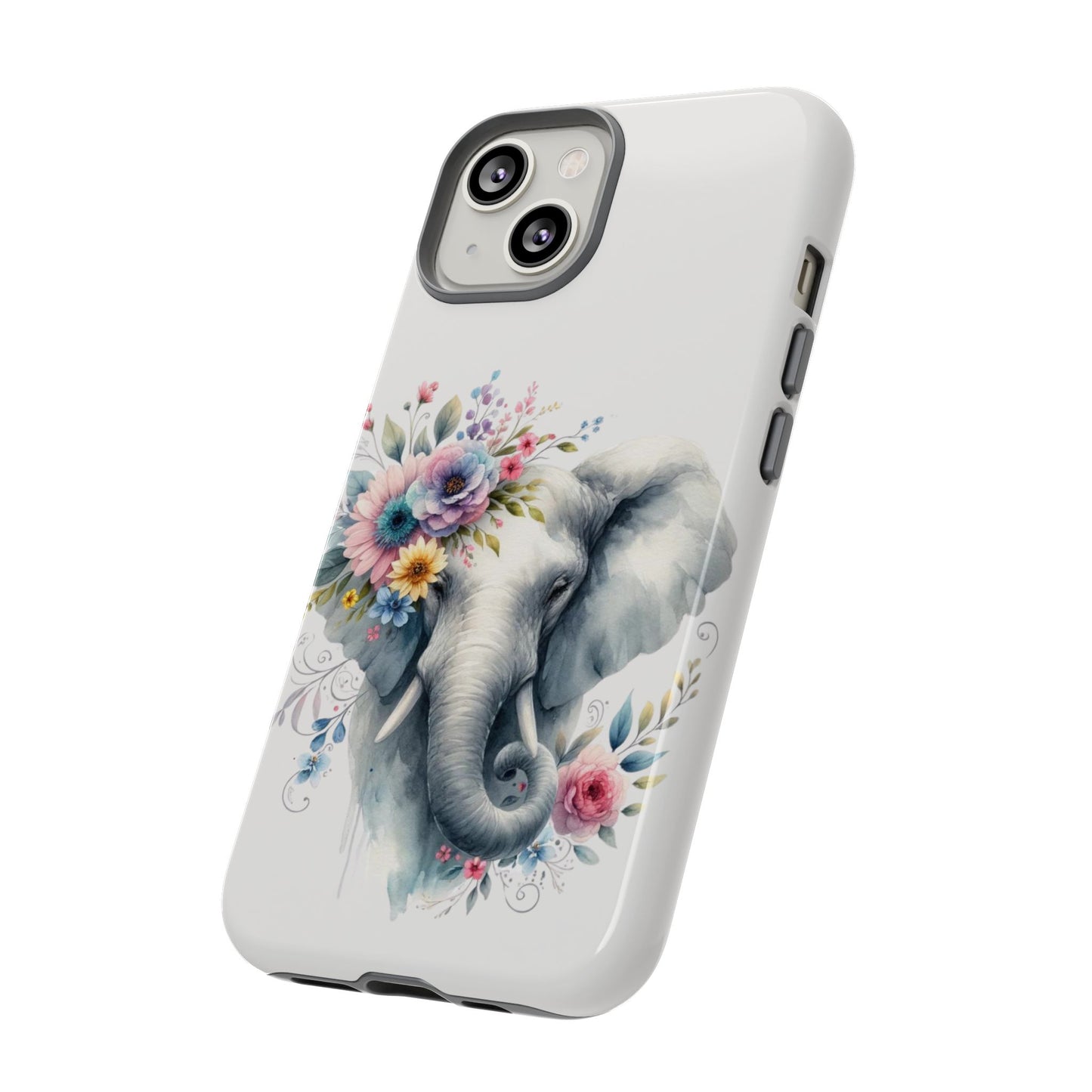 Floral Elephant Mobile Cover – Elegant Watercolor Art