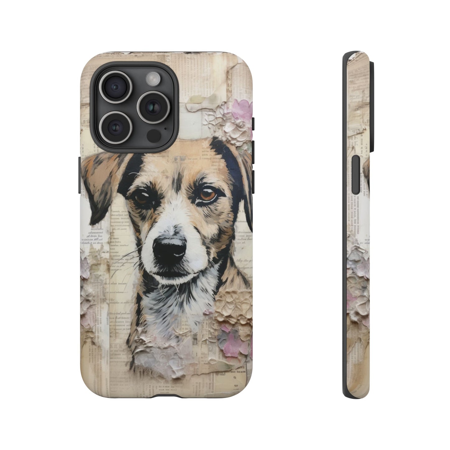Vintage Collage Dog Portrait Mobile Cover – Artistic Mixed Media Design